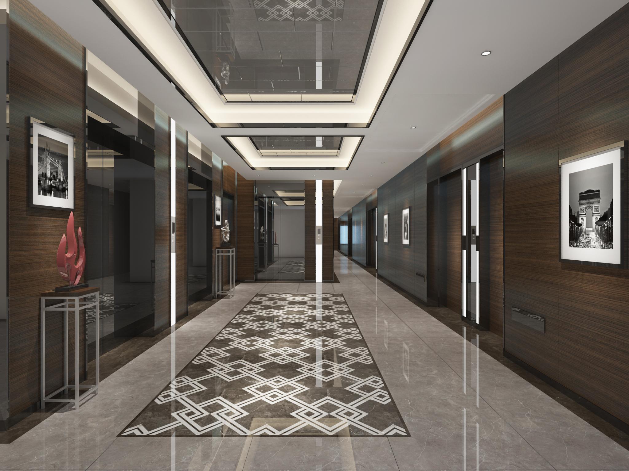 走廊电梯间效果图_合肥绚丽效果图有限公司-专业高效的效果图制作公司