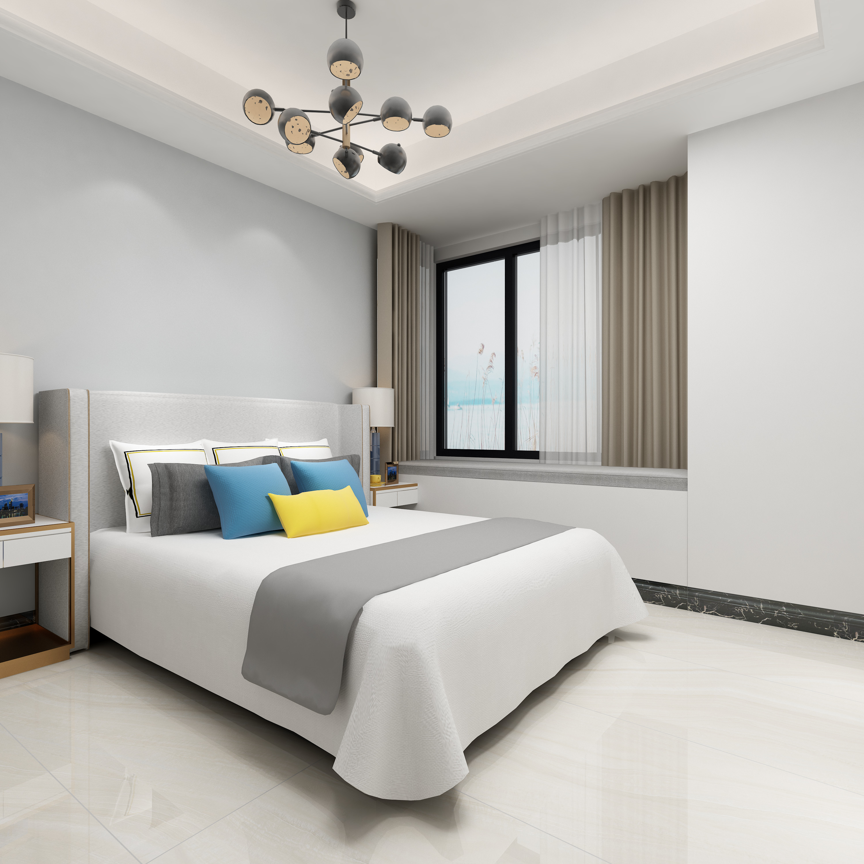 建发央筑上林123平户型卧室-欧神诺瓷砖效果图