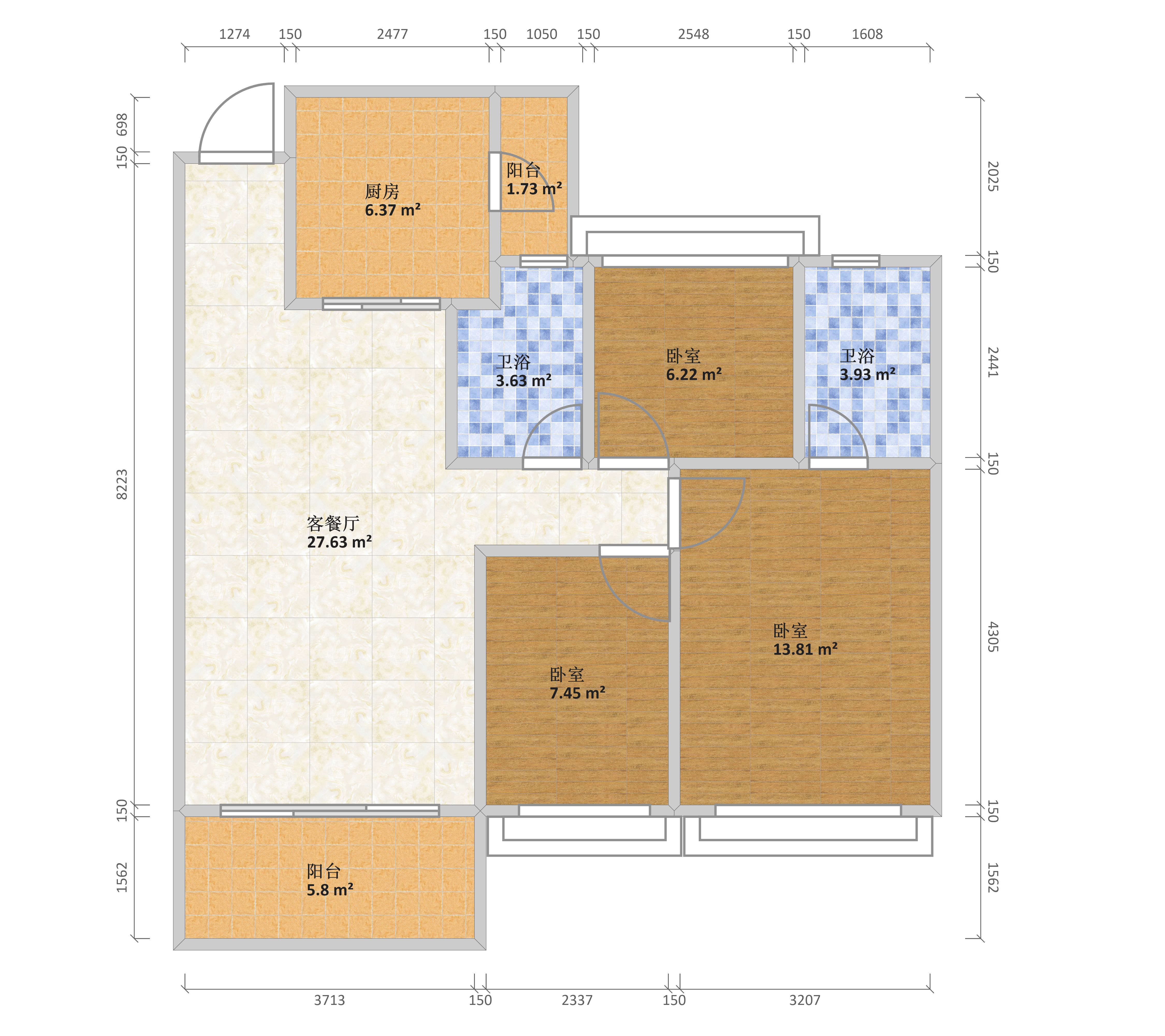 上饶恒大翡翠华庭10#114方户型户型图