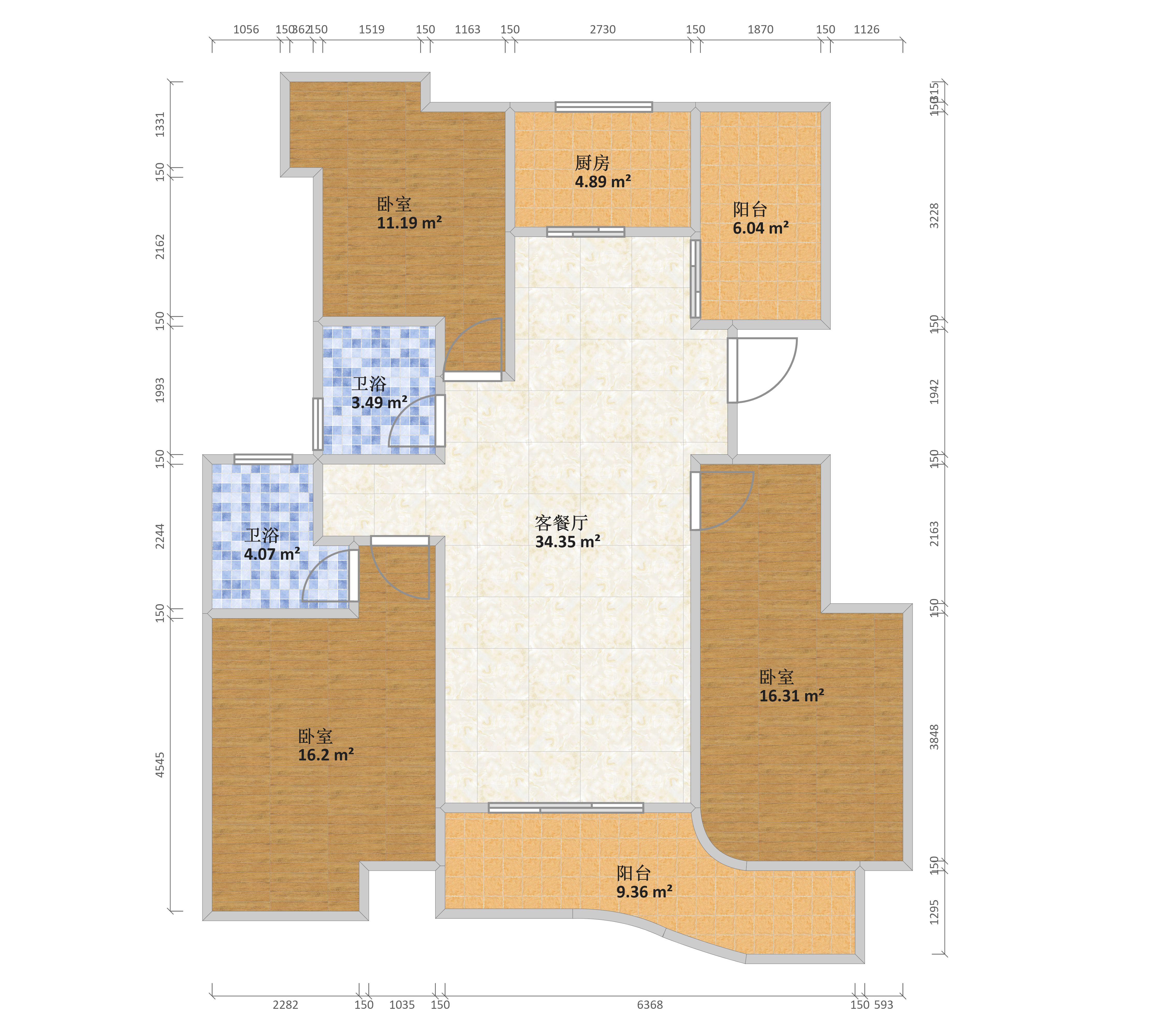春江花月20#21#楼2单元b户型户型图