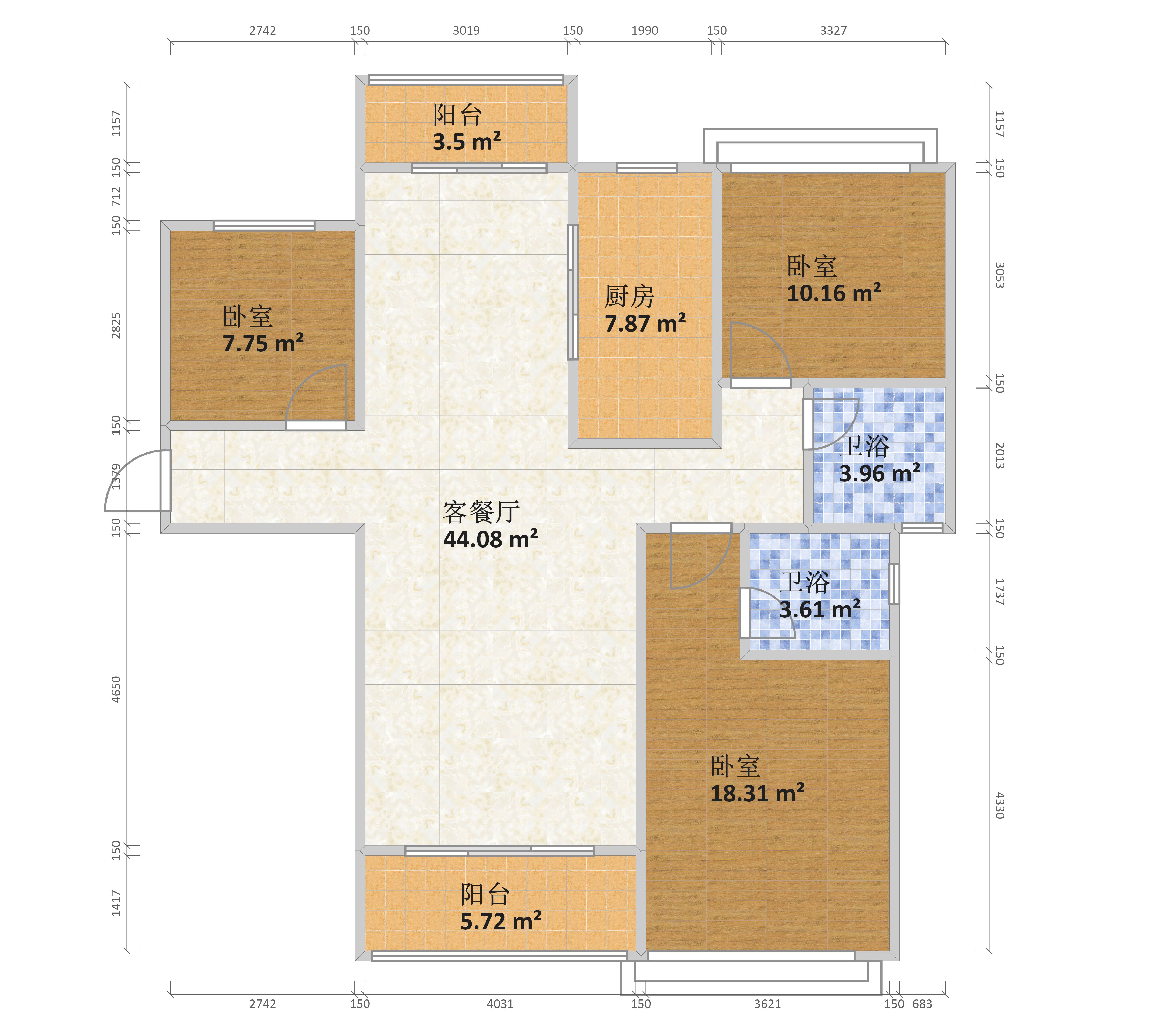 瑞和南苑1#2#c户型户型图