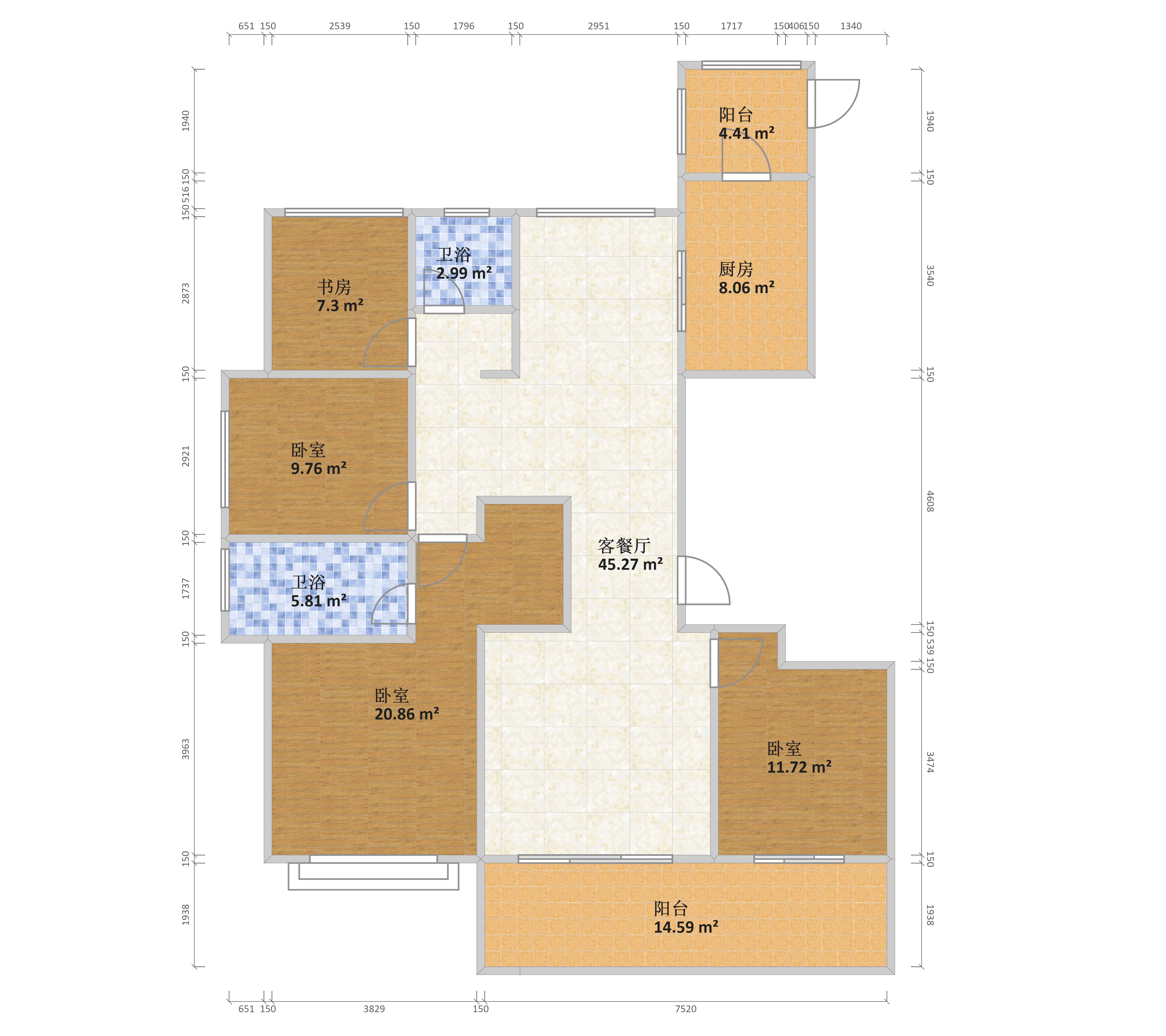 万固8号公馆c户型户型图