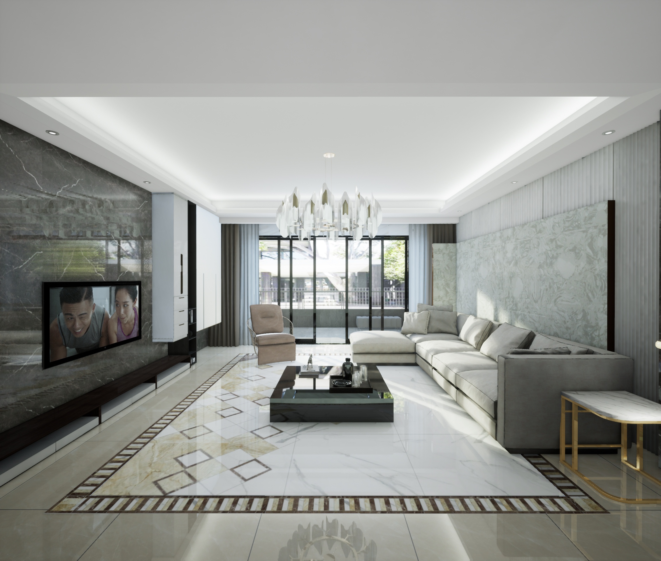 广东省潮州市饶平碧桂园225平现代客厅