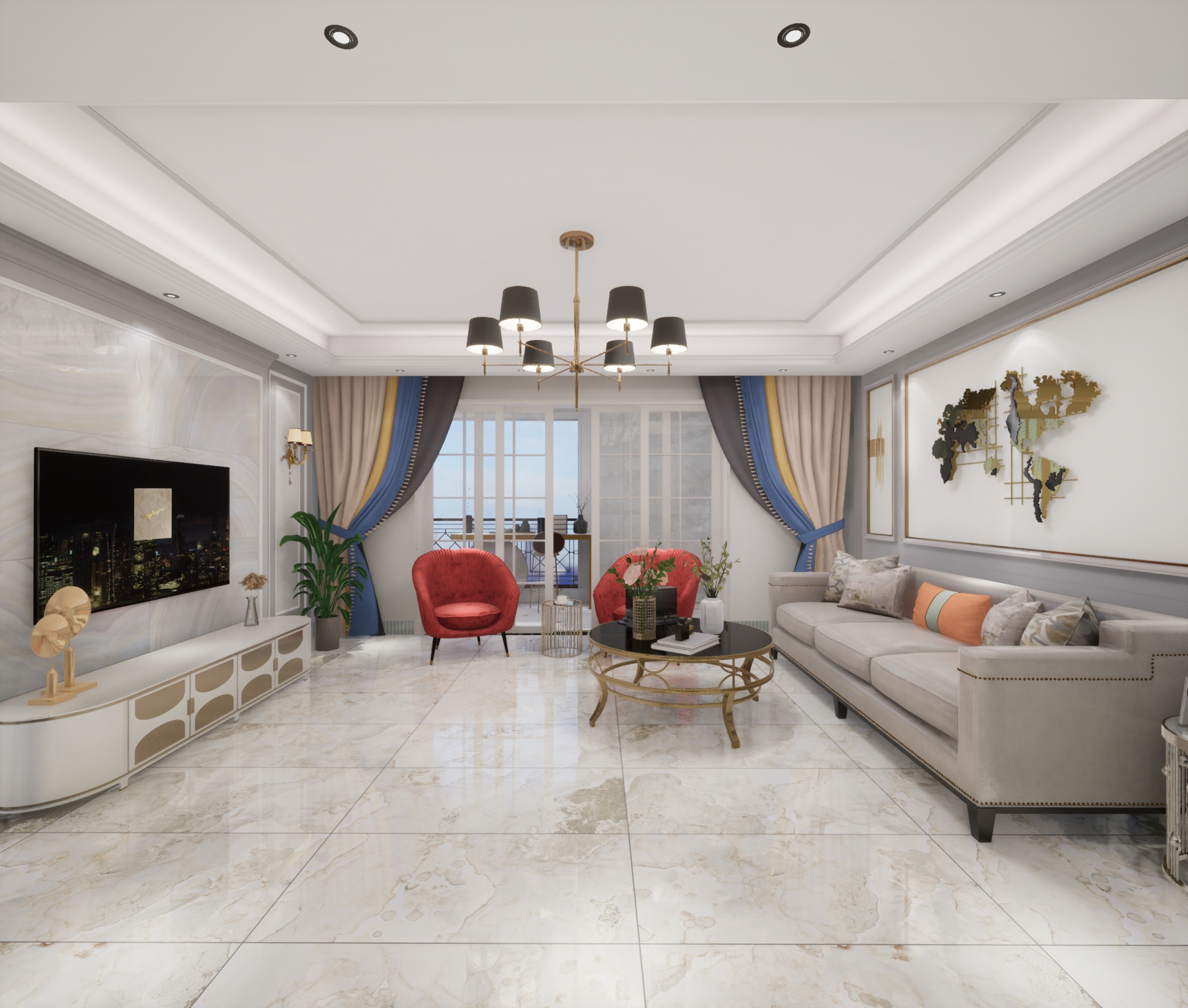 欧式卫浴雅典娜抛釉砖装修效果图-欧神诺瓷砖效果图